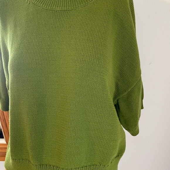 24”PTP cotton mix short sleeve sweater crew Banana Republic green - Picture 6 of 9